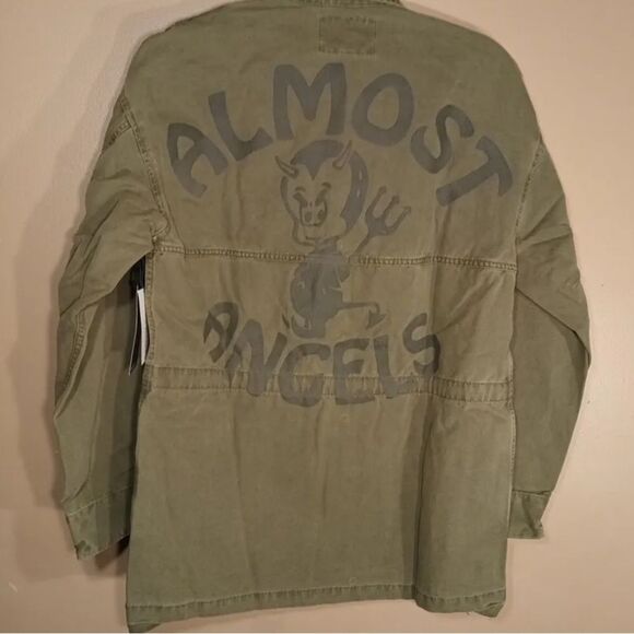 NWT SPIRIT JERSEY “Almost Angels” green canvas jacket 🔥 unisex 🔥 oversized - Picture 4 of 14